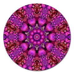 Pink Fractal Kaleidoscope  Magnet 5  (round)