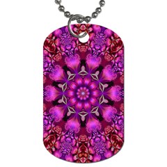 Pink Fractal Kaleidoscope  Dog Tag (two-sided) 