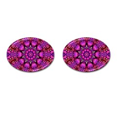 Pink Fractal Kaleidoscope  Cufflinks (oval) by KirstenStar