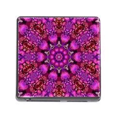 Pink Fractal Kaleidoscope  Memory Card Reader With Storage (square)