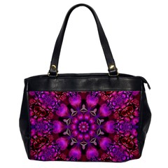 Pink Fractal Kaleidoscope  Oversize Office Handbag (one Side)