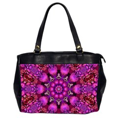 Pink Fractal Kaleidoscope  Oversize Office Handbag (two Sides) by KirstenStar