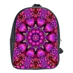 Pink Fractal Kaleidoscope  School Bag (xl) by KirstenStar