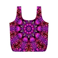 Pink Fractal Kaleidoscope  Reusable Bag (m) by KirstenStar