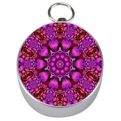 Pink Fractal Kaleidoscope  Silver Compass