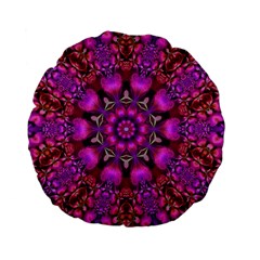 Pink Fractal Kaleidoscope  Standard 15  Premium Flano Round Cushion  by KirstenStar