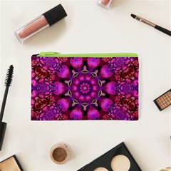 Pink Fractal Kaleidoscope  Cosmetic Bag (xs) by KirstenStar