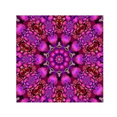 Pink Fractal Kaleidoscope  Small Satin Scarf (square) by KirstenStar