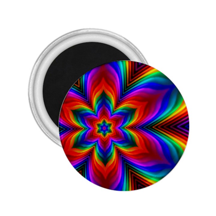 Rainbow Flower 2.25  Button Magnet