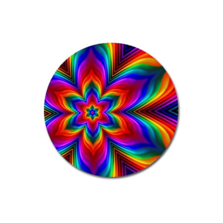 Rainbow Flower Magnet 3  (Round)