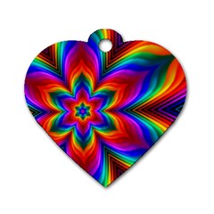 Rainbow Flower Dog Tag Heart (One Sided) 