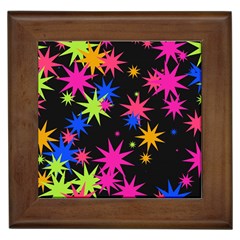 Colorful Stars Pattern Framed Tile