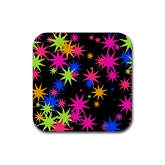 Colorful Stars Pattern Rubber Coaster (square) by LalyLauraFLM