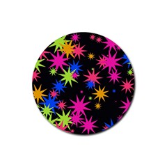 Colorful Stars Pattern Rubber Coaster (round)