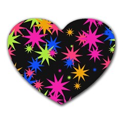 Colorful Stars Pattern Heart Mousepad