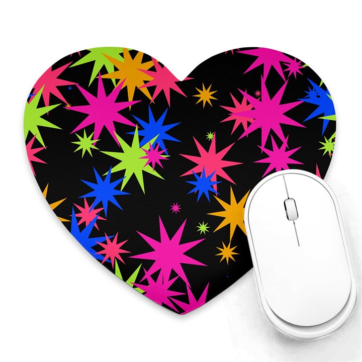 Colorful stars pattern Heart Mousepad