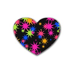 Colorful Stars Pattern Heart Coaster (4 Pack)