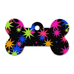 Colorful Stars Pattern Dog Tag Bone (one Side)