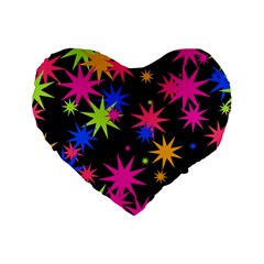 Colorful Stars Pattern Standard 16  Premium Heart Shape Cushion 