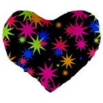 Colorful stars pattern Large 19  Premium Heart Shape Cushion Back