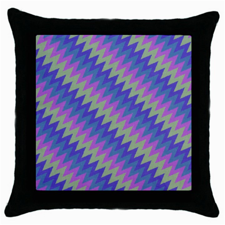 Diagonal chevron pattern Throw Pillow Case (Black)