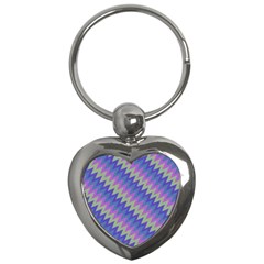 Diagonal Chevron Pattern Key Chain (heart) by LalyLauraFLM