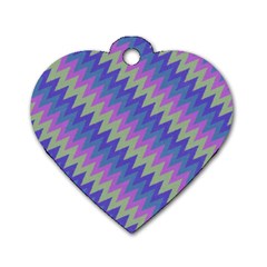 Diagonal Chevron Pattern Dog Tag Heart (two Sides)