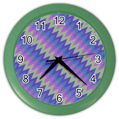 Diagonal Chevron Pattern Color Wall Clock by LalyLauraFLM