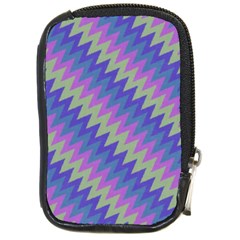 Diagonal Chevron Pattern Compact Camera Leather Case