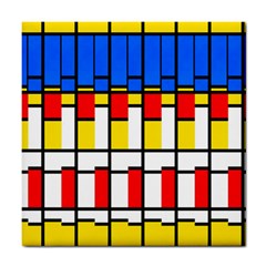 Colorful Rectangles Pattern Tile Coaster by LalyLauraFLM