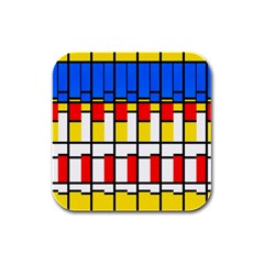 Colorful Rectangles Pattern Rubber Square Coaster (4 Pack)