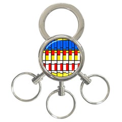 Colorful Rectangles Pattern 3-ring Key Chain