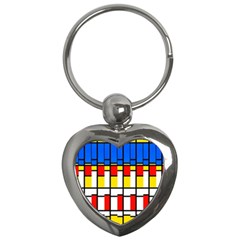 Colorful Rectangles Pattern Key Chain (heart) by LalyLauraFLM