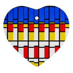 Colorful Rectangles Pattern Heart Ornament (two Sides) by LalyLauraFLM