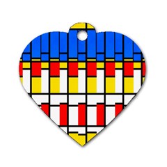 Colorful Rectangles Pattern Dog Tag Heart (one Side)