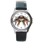 Fantasty Dark Alien Monster Round Leather Watch (Silver Rim) Front