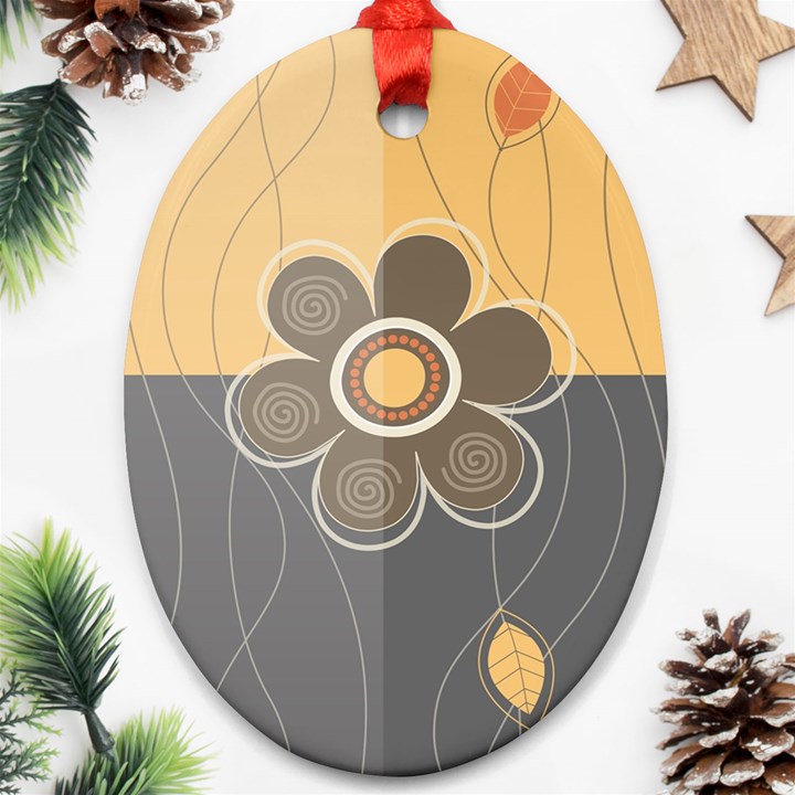 Floral Design Oval Ornament