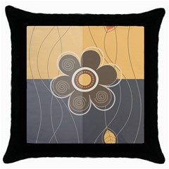 Floral Design Black Throw Pillow Case by EveStock