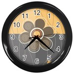 Floral Design Wall Clock (Black) Front