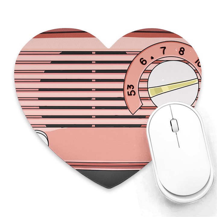 Pink Retro Radio Mouse Pad (Heart)