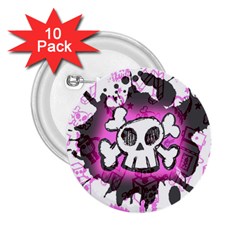 Cartoon Skull  2 25  Button (10 Pack)