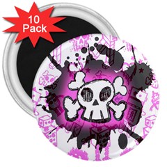 Cartoon Skull  3  Button Magnet (10 Pack)