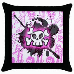 Cartoon Skull  Black Throw Pillow Case