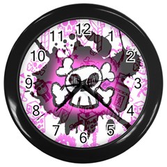 Cartoon Skull  Wall Clock (black)