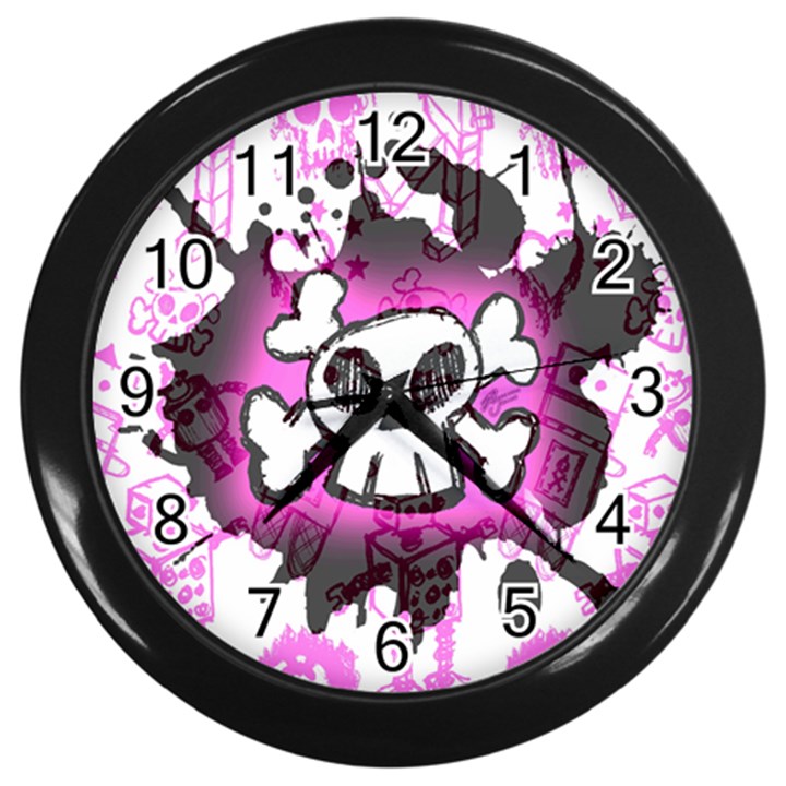 Cartoon Skull  Wall Clock (Black)