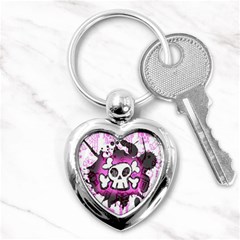 Cartoon Skull  Key Chain (heart) by ArtistRoseanneJones