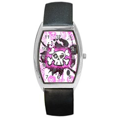 Cartoon Skull  Tonneau Leather Watch