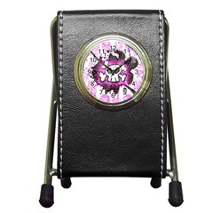 Cartoon Skull  Stationery Holder Clock