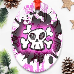 Cartoon Skull  Oval Ornament (two Sides)