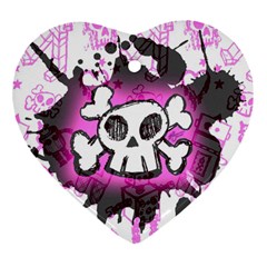 Cartoon Skull  Heart Ornament (two Sides) by ArtistRoseanneJones